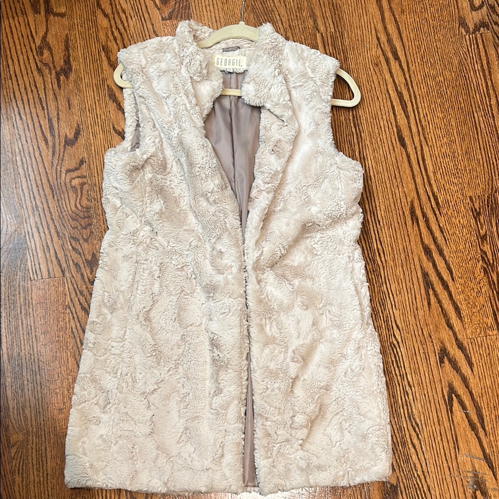 Women's Beige Faux Fur Vest